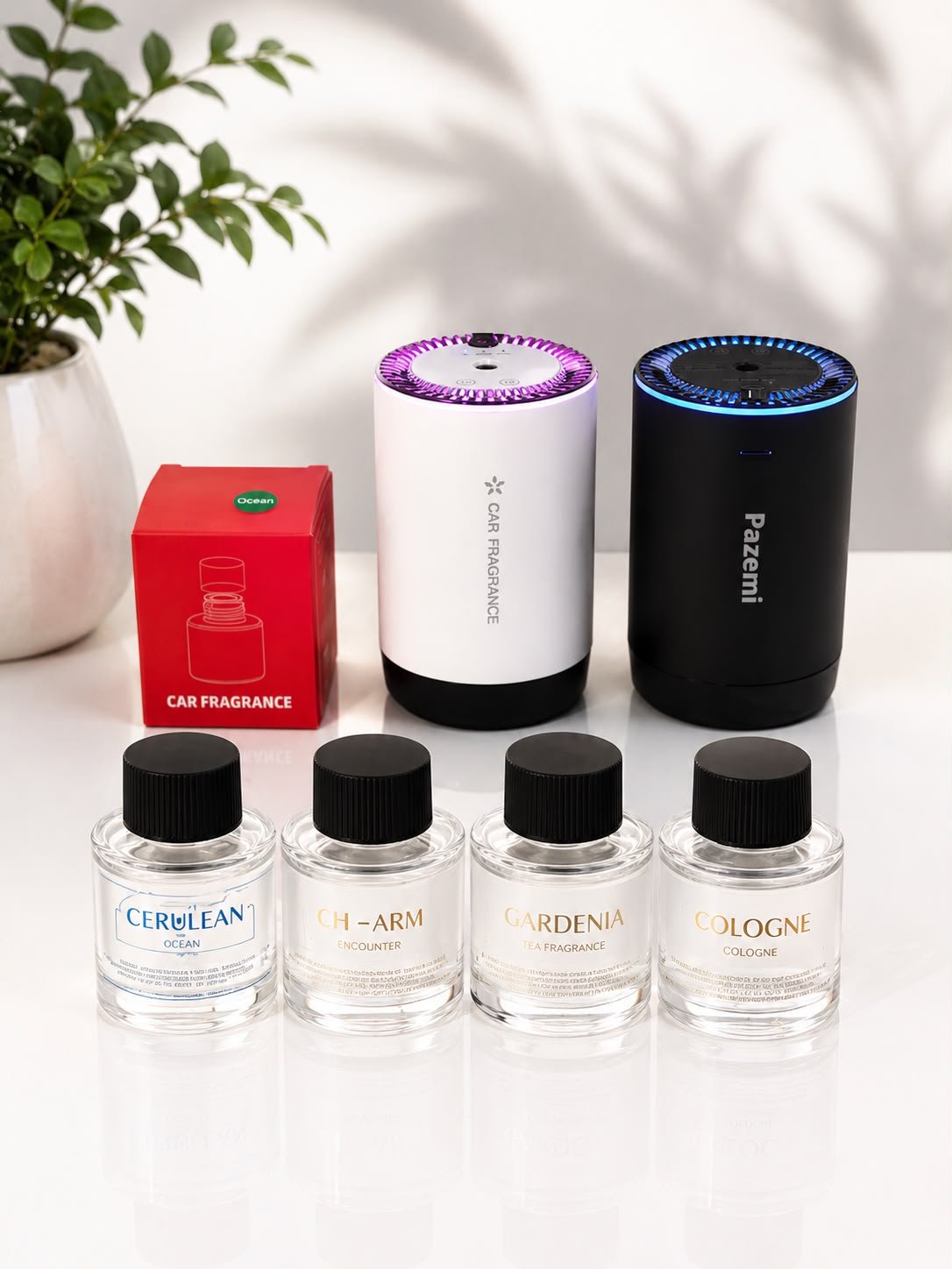 Aromatizador Difusor inteligente, ambientador de coche con luz ambiental.